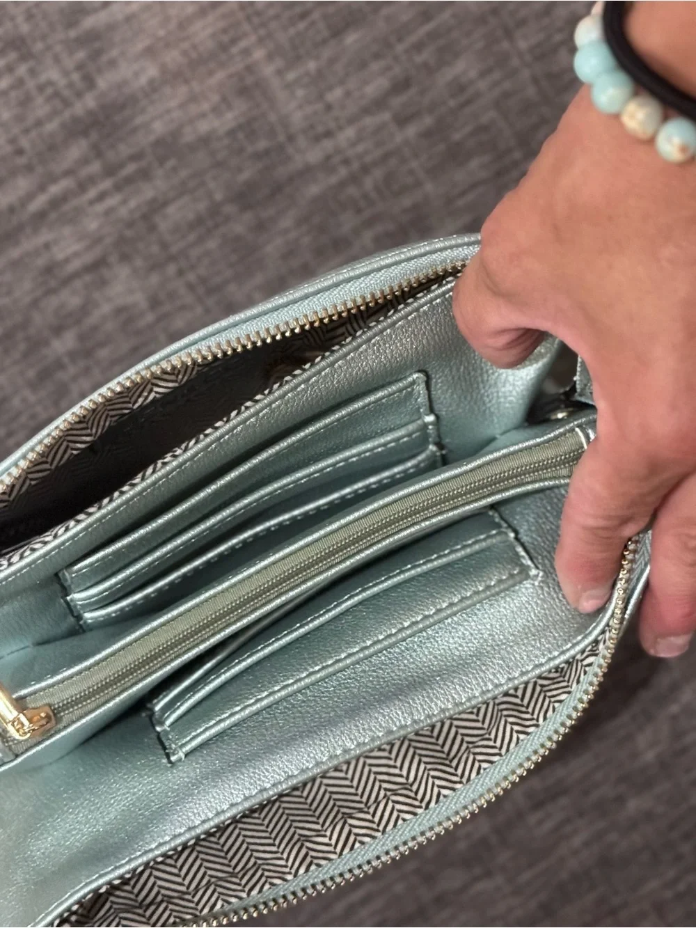 NWT Women's Metallic Light Blue Wristlet Clutch - Brand: